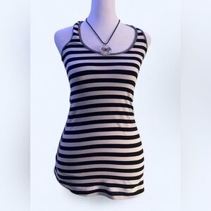 lululemon athletica Black and White Striped Racerback Tank